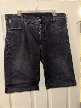 G-Star Raw Black Washed Denim Shorts